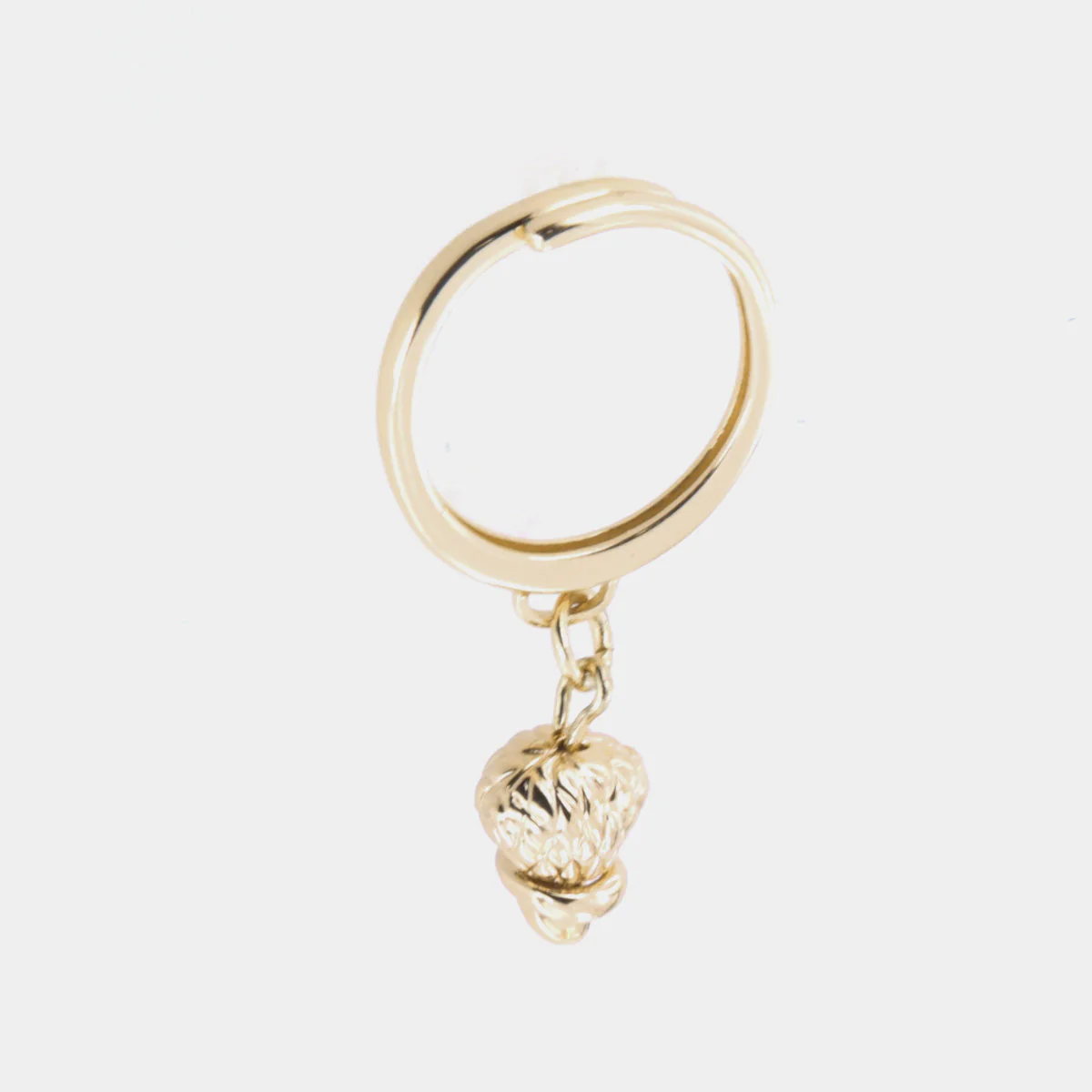 Anello in Metallo con campanella portafortuna pendente, motivo ad intreccio