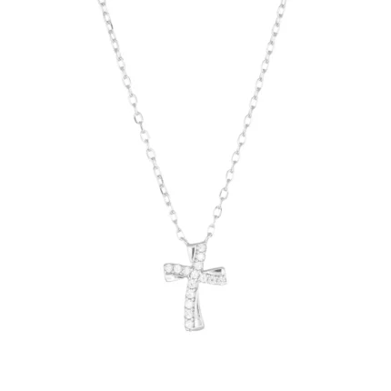 Collana Croce Ondulata con Zirconi Bianchi ART CLCROBBZ